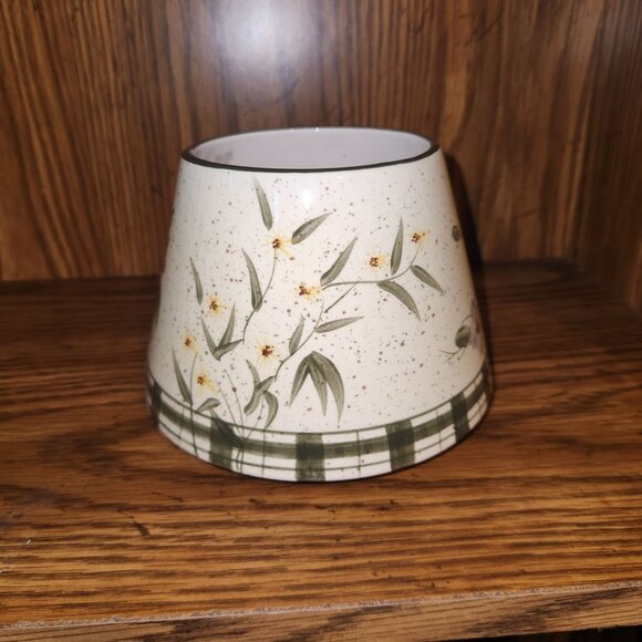 Home Interiors Candle Jar Topper Lampshade Flowers Butterfly Ceramic Spring - Picture 2 of 6